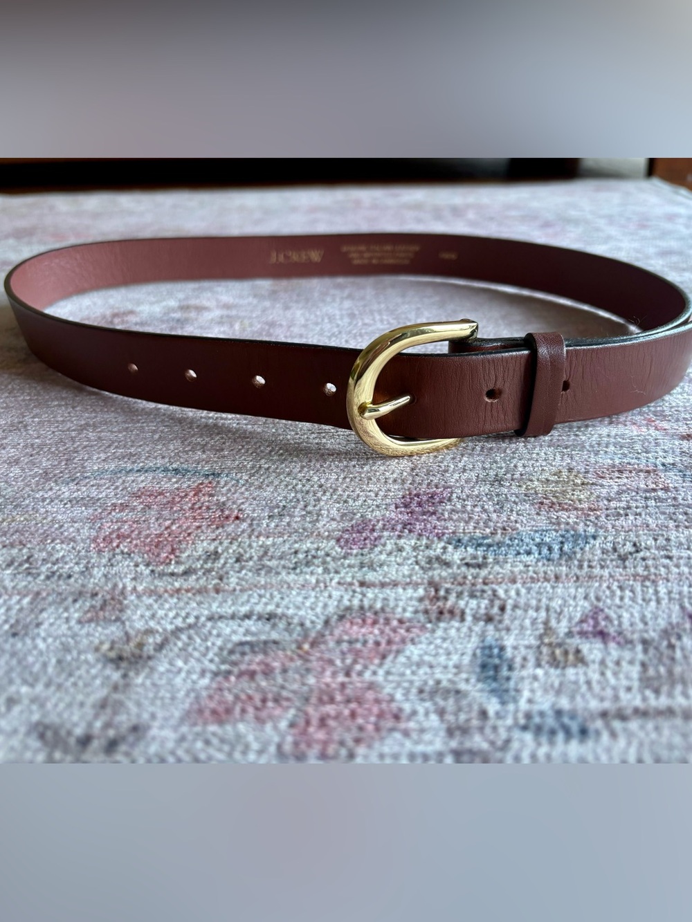 J. Crew Brown Leather Belt with Gold Buckle